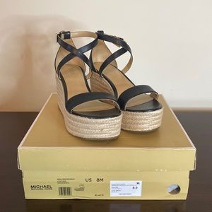 NWOT!! Michael Kors - Size 8 - Black Wedge Sandals